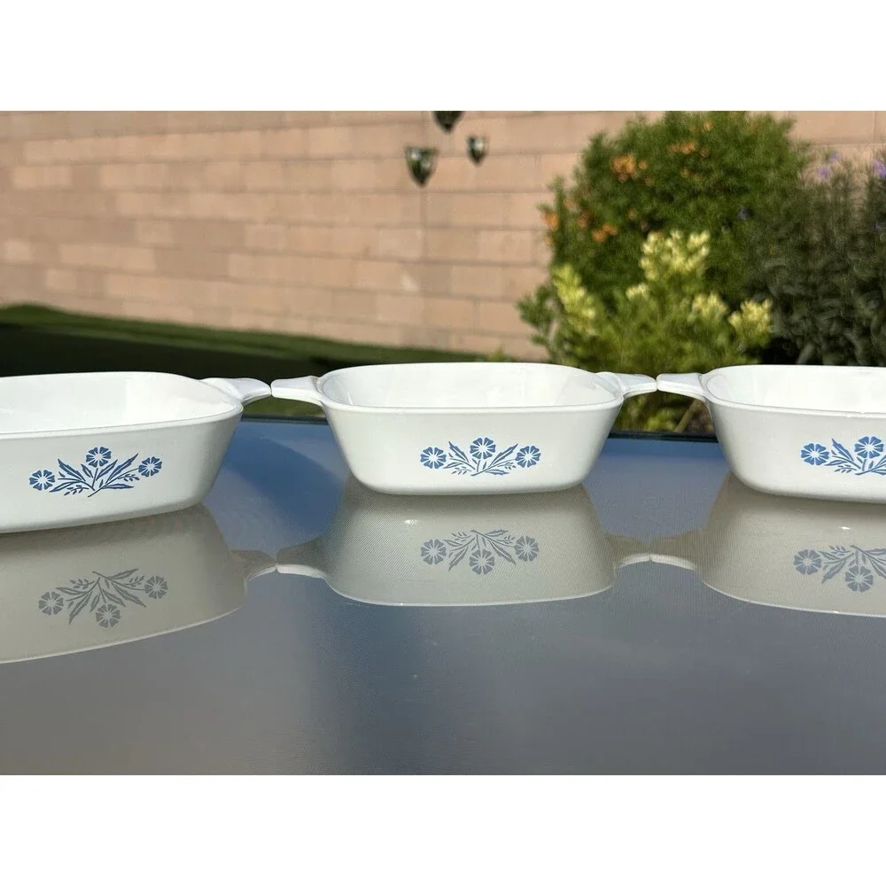 CorningWare Blue Cornflower Motif P-41 Petite Pan Mini Dishes 4-Piece No Lids